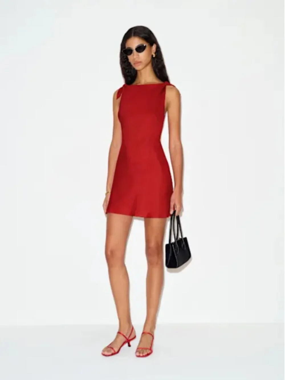 Reformation Louisa Silk Twill Red Mini Dress